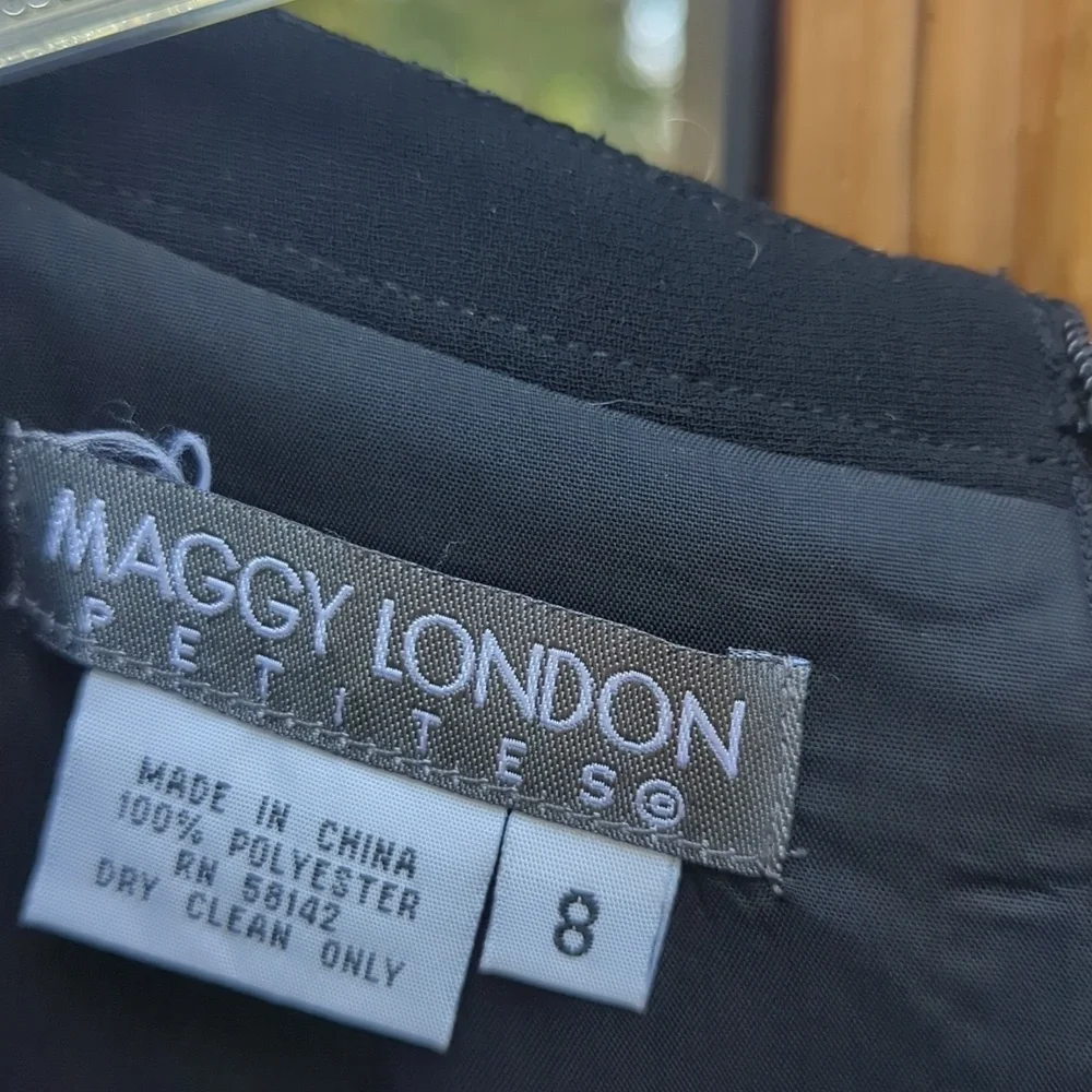 Vintage Maggy London Petites Black Dress With Arm Pads